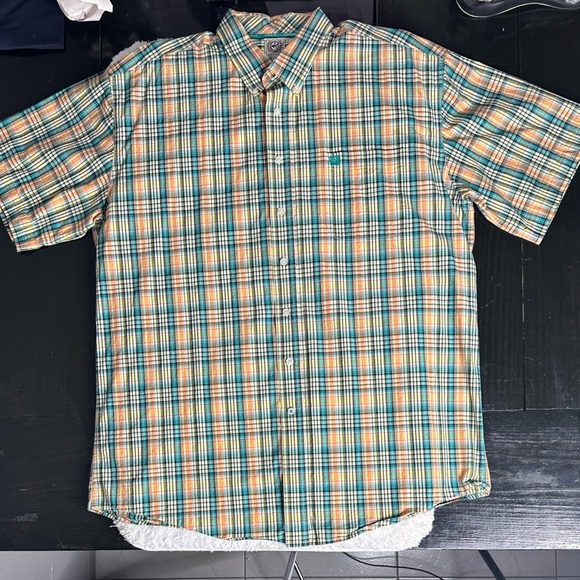Cinch Other - Cinch | Men's XXL | Green Orange Blue |Plaid | Western Shirt | button down |